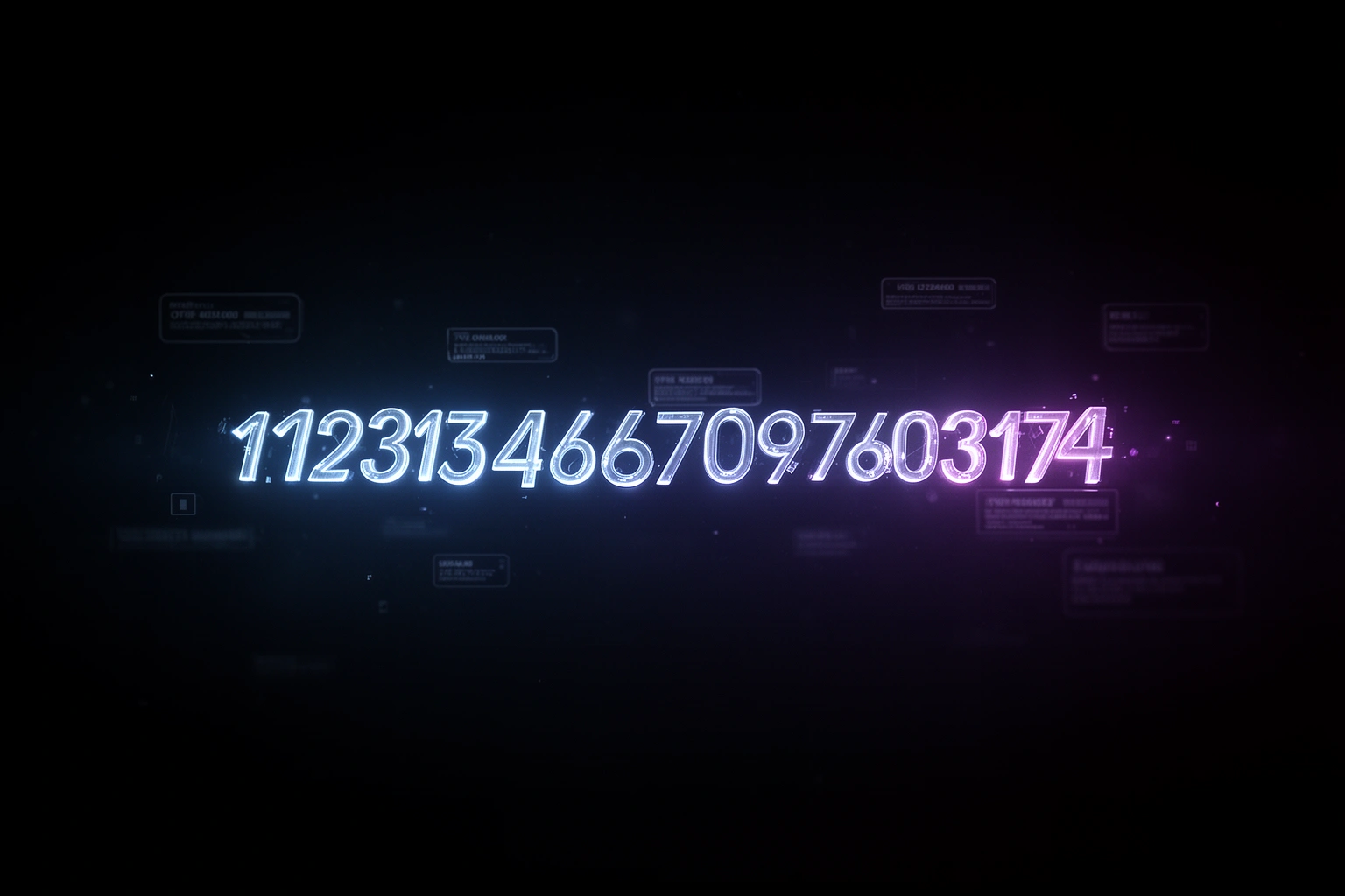 A random meaningless alphanumeric string floating in an empty void with several different fictional labels being attached to it by unseen hands